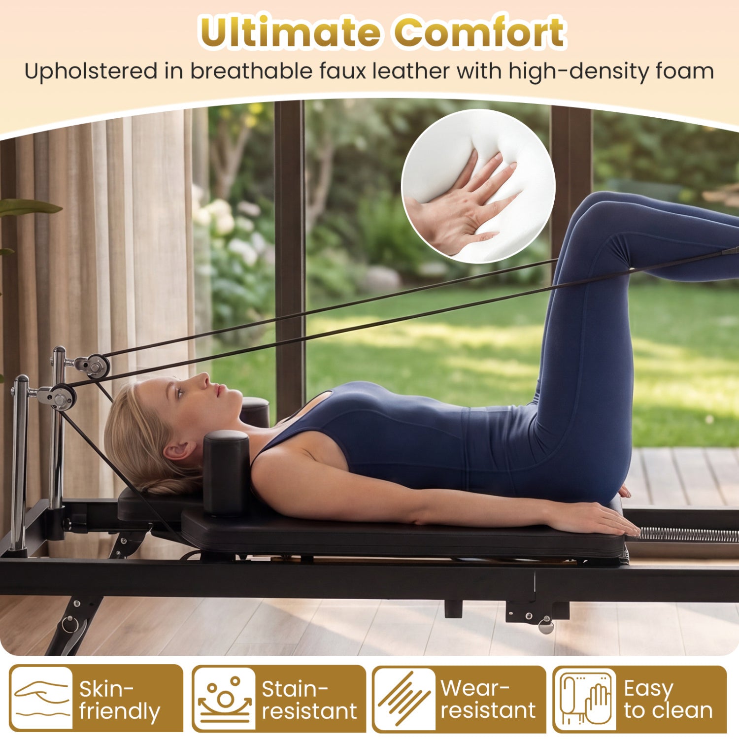 Foldable Pilates Reformer Machine, Large, Black Sport Equipments at Gallery Canada