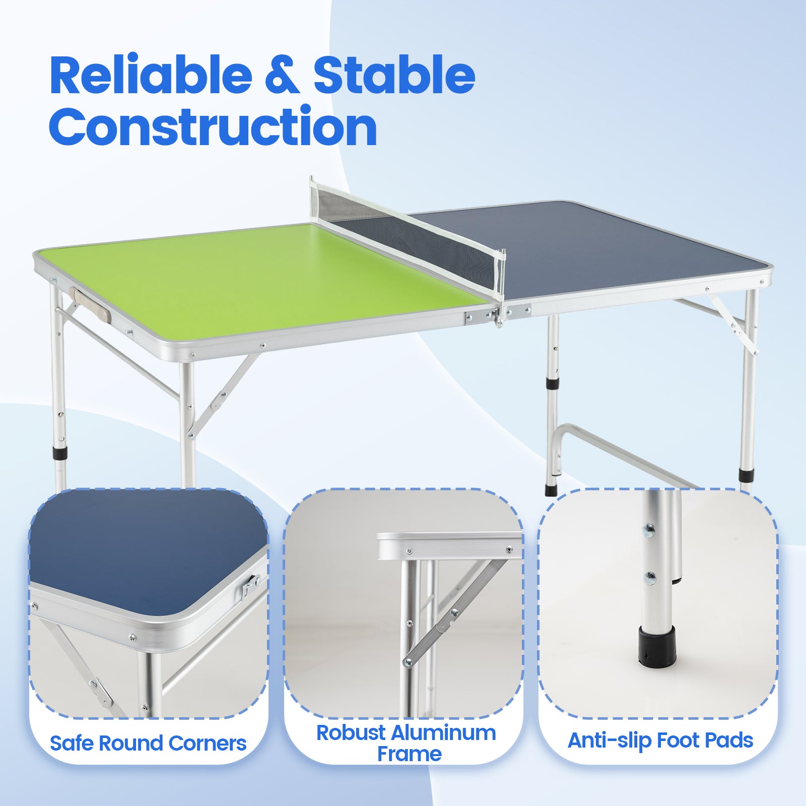 Foldable Ping Pong Table Set, Mini Table Tennis, Adjustable Height, Blue, Green Sport Equipments at Gallery Canada