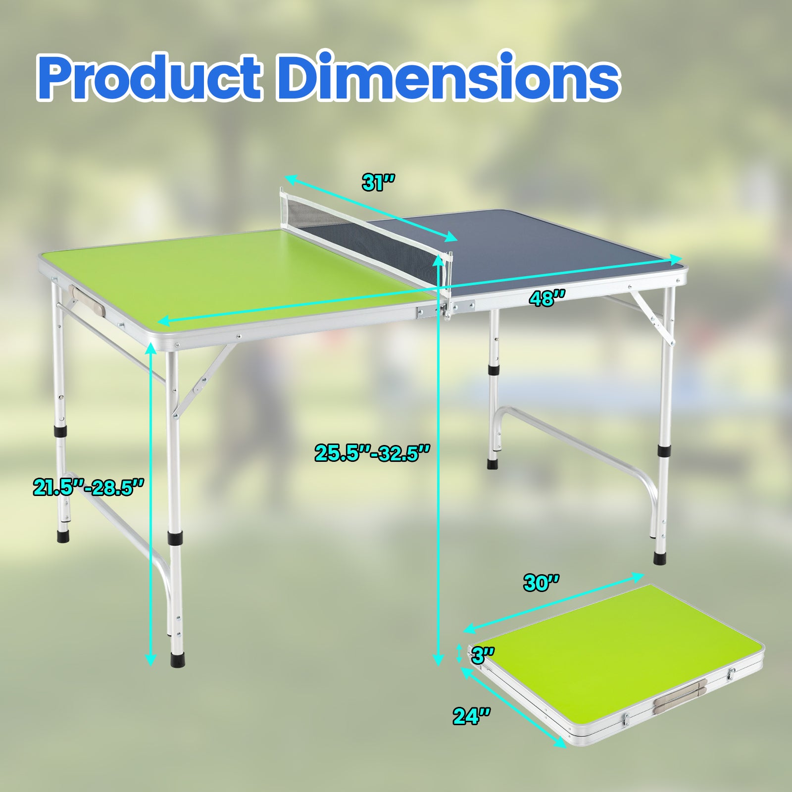 Foldable Ping Pong Table Set, Mini Table Tennis, Adjustable Height, Blue, Green Sport Equipments at Gallery Canada