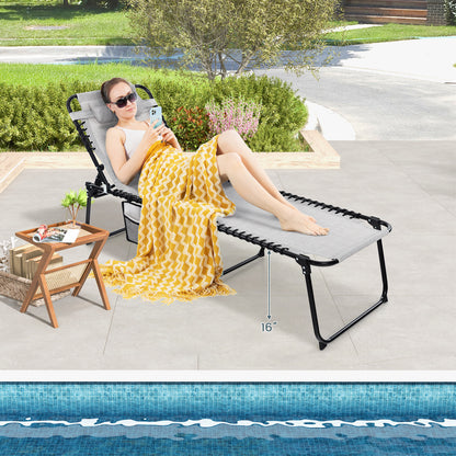 Foldable Recline Lounge Chair, Adjustable Backrest, Footrest, Gray Outdoor Chaise Lounges at Gallery Canada