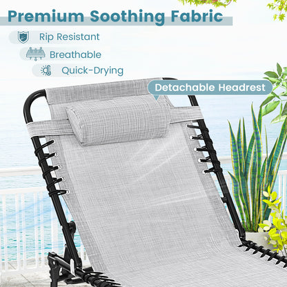Foldable Recline Lounge Chair, Adjustable Backrest, Footrest, Gray Outdoor Chaise Lounges at Gallery Canada