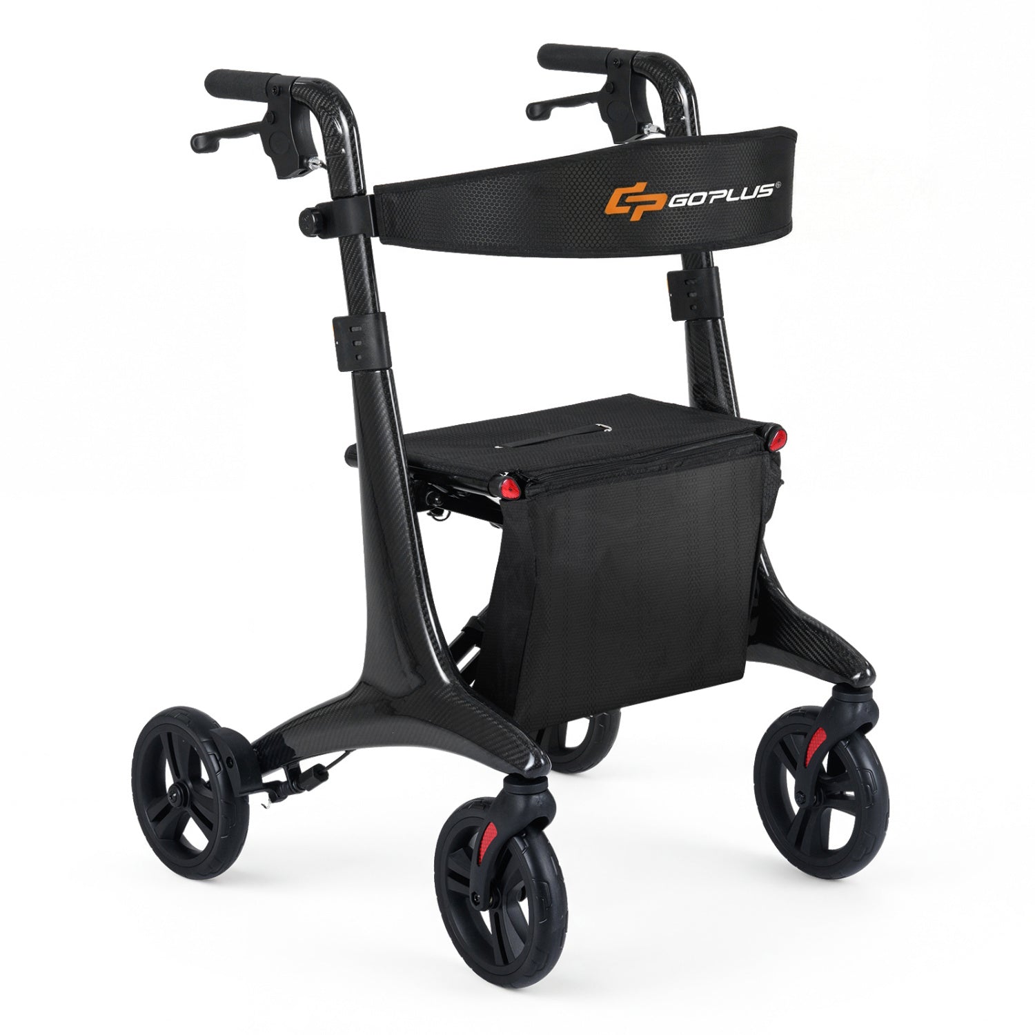 Foldable Rollator Rolling Walker with Seat for Seniors, Black Walkers & Rollators Black at Gallery Canada