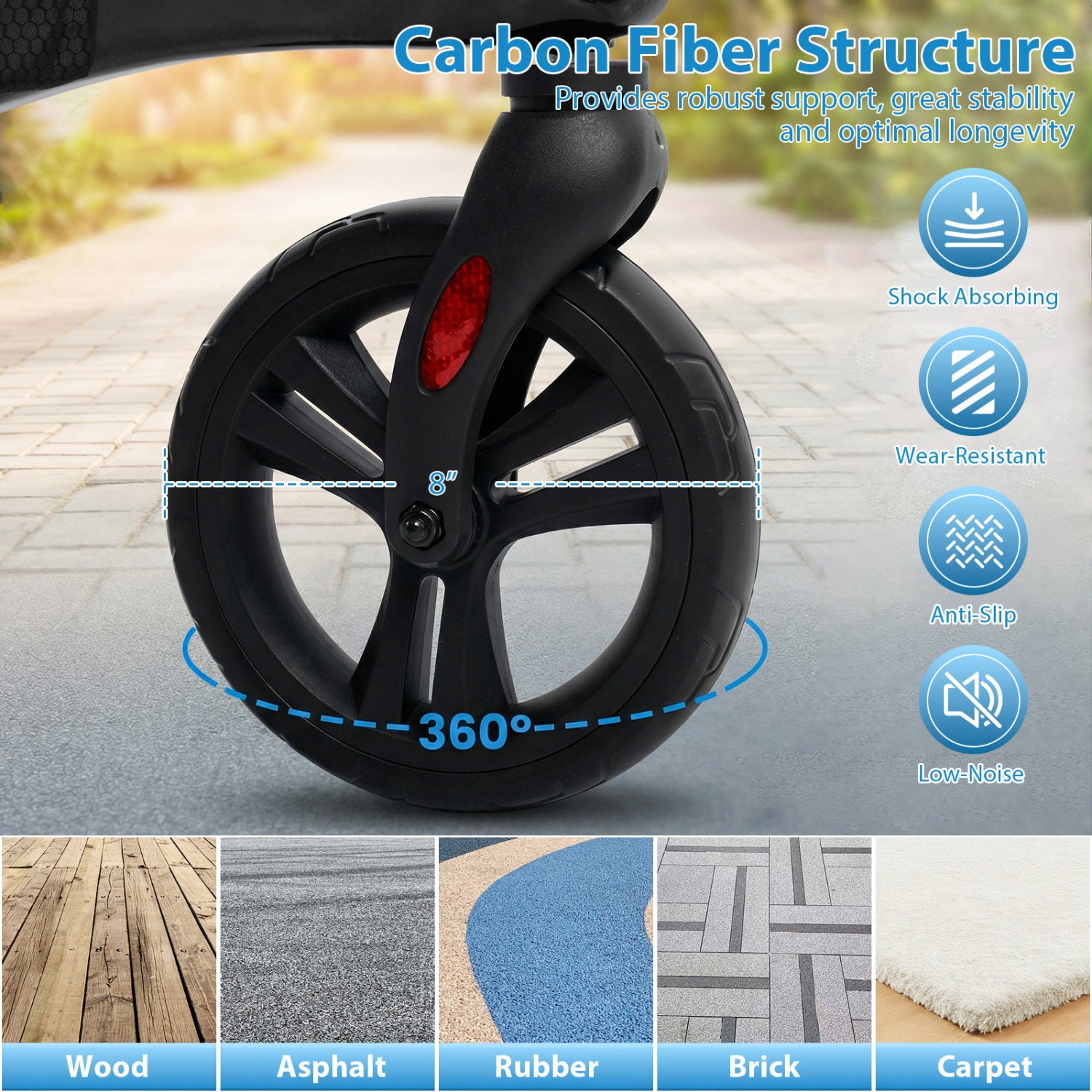 Foldable Rollator Rolling Walker with Seat for Seniors, Black Walkers & Rollators at Gallery Canada