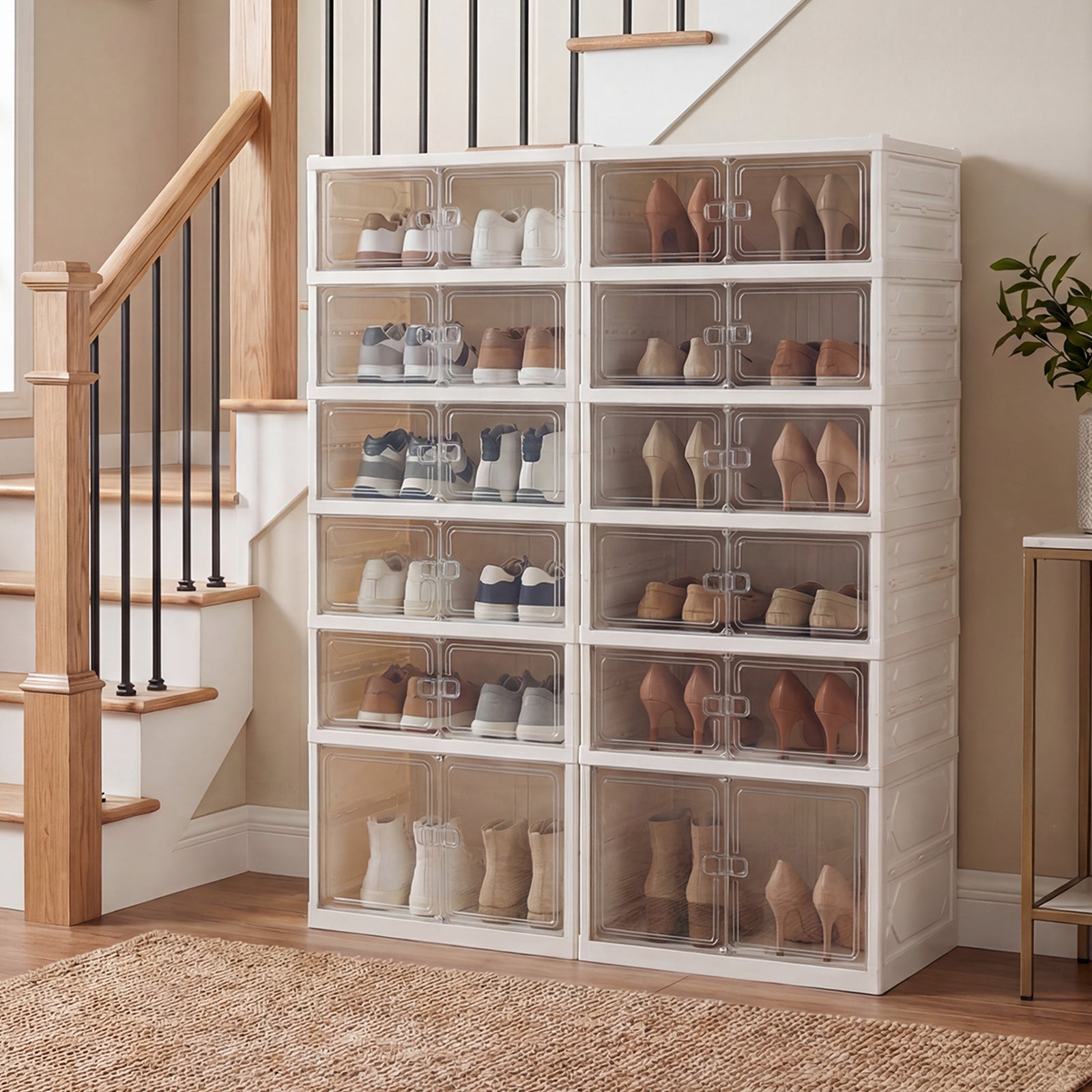 Foldable Shoe Rack Organizer, 12-Pair 6-Tier, White Shoe Racks & Storage Benches at Gallery Canada
