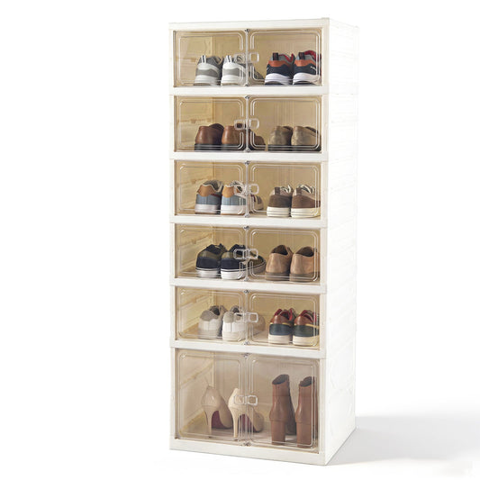 Foldable Shoe Rack Organizer, 12-Pair 6-Tier, White Shoe Racks & Storage Benches White at Gallery Canada