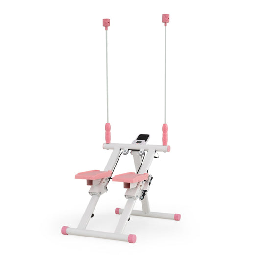 Foldable Stair Stepper, Detachable Handlebar, White Exercise Machines White at Gallery Canada