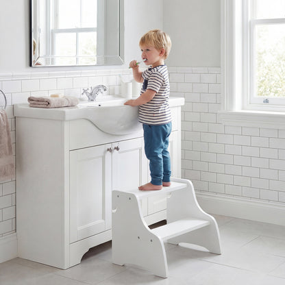 Foldable Toddler Step Stool With Chalkboards, 2-Step, White Nursery Furniture at Gallery Canada