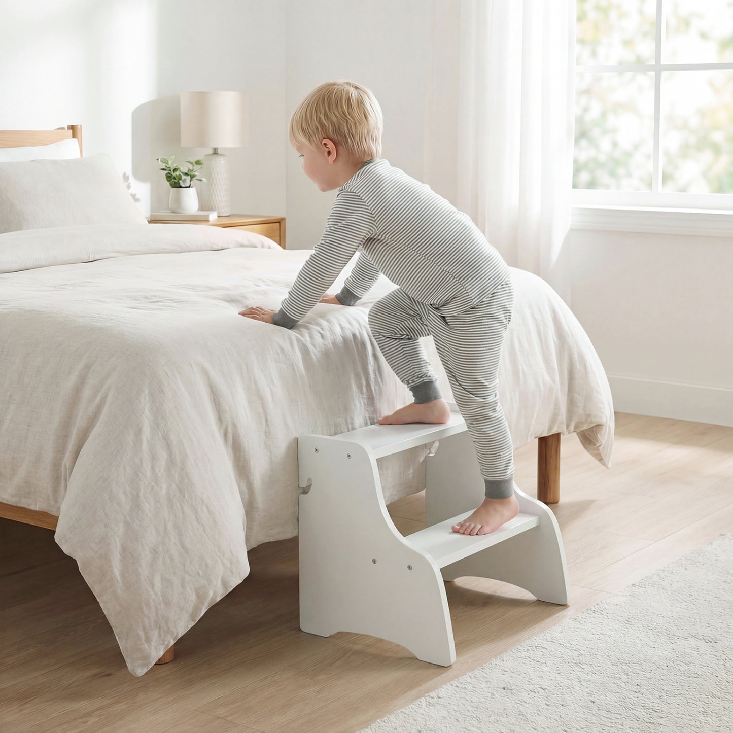 Foldable Toddler Step Stool With Chalkboards, 2-Step, White Nursery Furniture at Gallery Canada