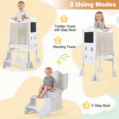Foldable Toddler Step Stool With Chalkboards, 2-Step, White Nursery Furniture at Gallery Canada