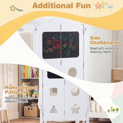 Foldable Toddler Step Stool With Chalkboards, 2-Step, White Nursery Furniture at Gallery Canada