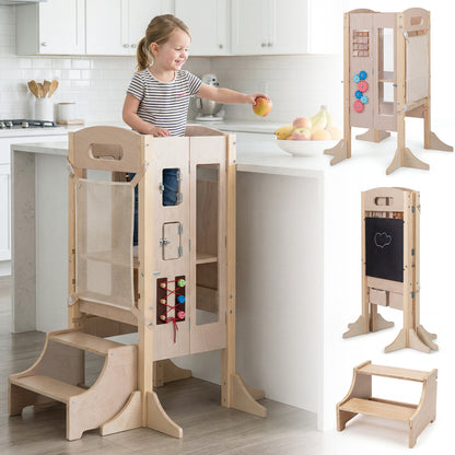 Foldable Toddler Step Stool, Wooden Kitchen Standing Tower, 2-Step Toddler & Kids Furniture at Gallery Canada
