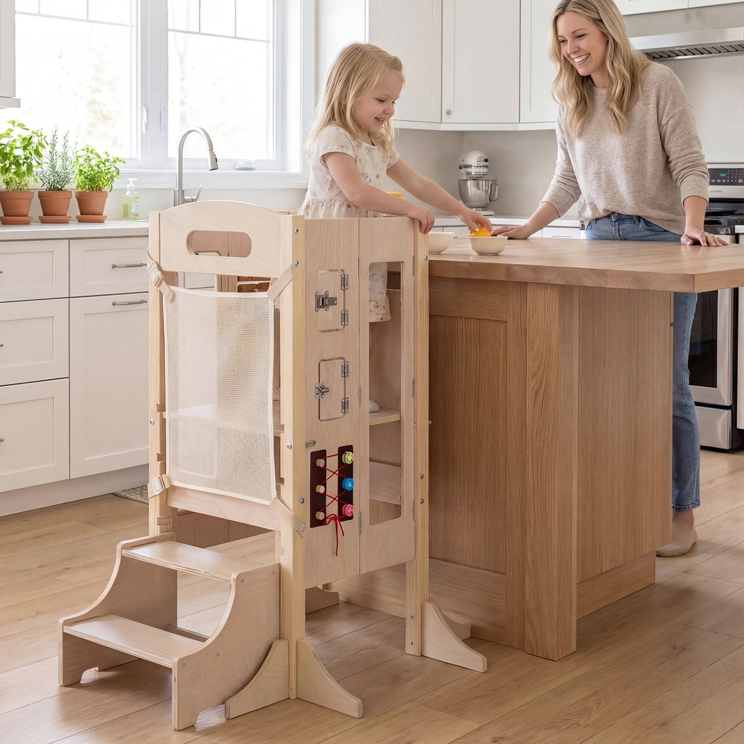 Foldable Toddler Step Stool, Wooden Kitchen Standing Tower, 2-Step Toddler & Kids Furniture at Gallery Canada