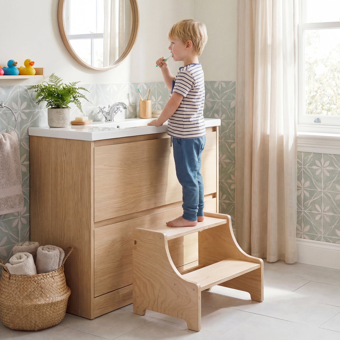 Foldable Toddler Step Stool, Wooden Kitchen Standing Tower, 2-Step Toddler & Kids Furniture at Gallery Canada