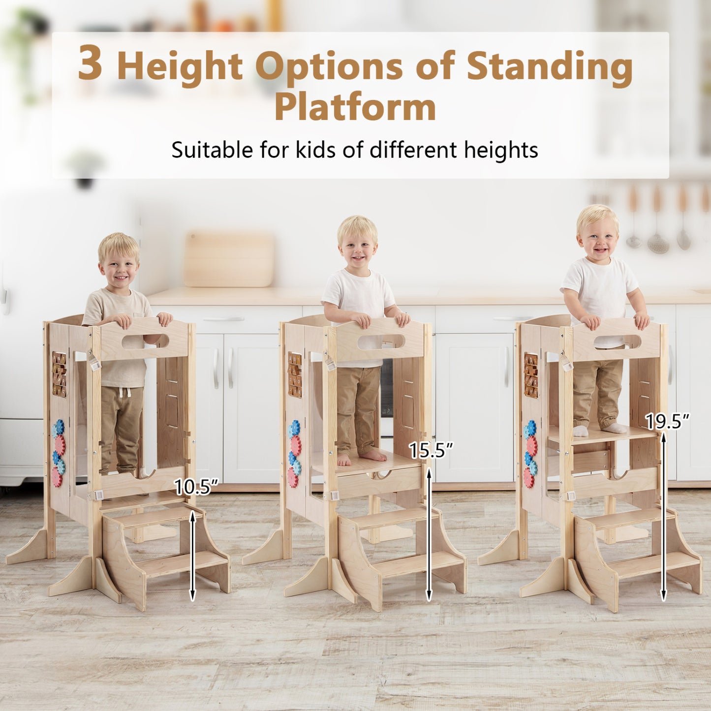 Foldable Toddler Step Stool, Wooden Kitchen Standing Tower, 2-Step Toddler & Kids Furniture at Gallery Canada