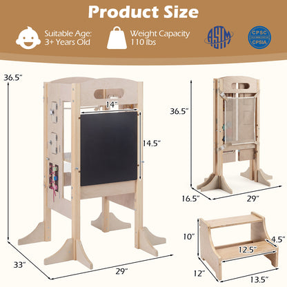 Foldable Toddler Step Stool, Wooden Kitchen Standing Tower, 2-Step Toddler & Kids Furniture at Gallery Canada