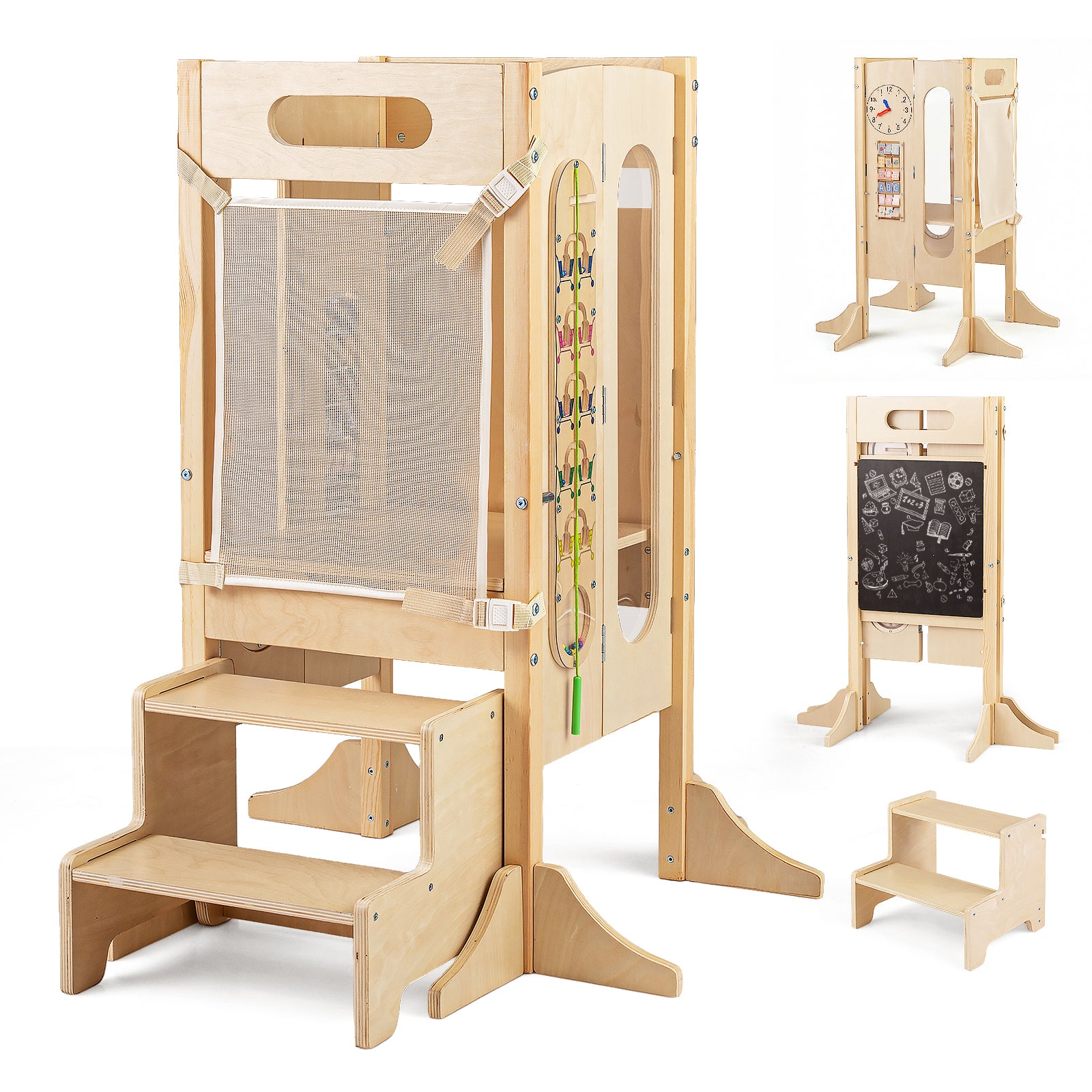 Foldable Toddler Tower with 2-Step Stool and Safety Net for 3+ Years Old Toddler & Kids Furniture Options at Gallery Canada