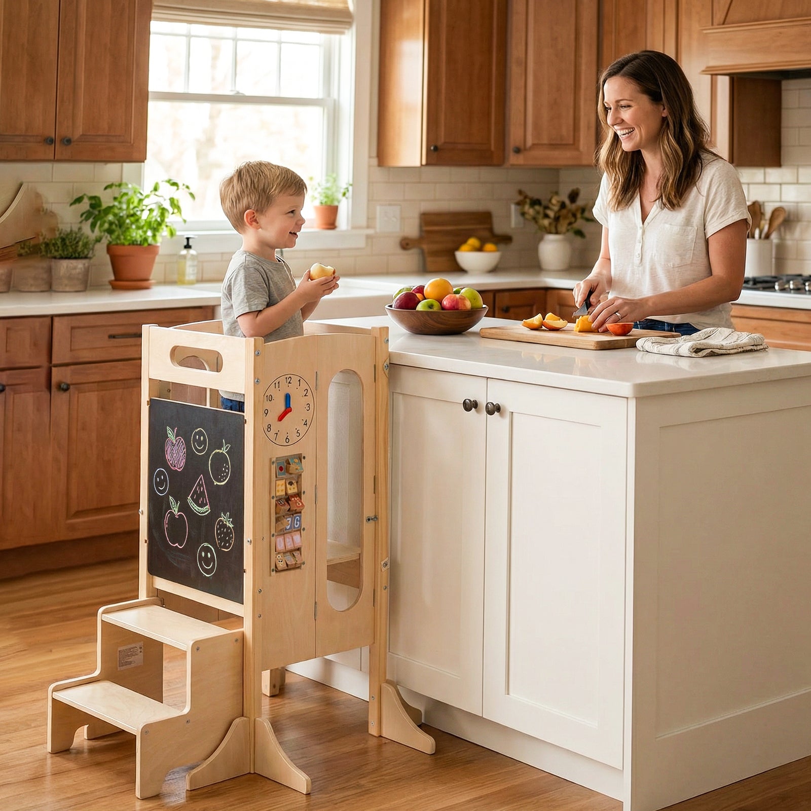 Foldable Toddler Tower with 2-Step Stool and Safety Net for 3+ Years Old Toddler & Kids Furniture at Gallery Canada