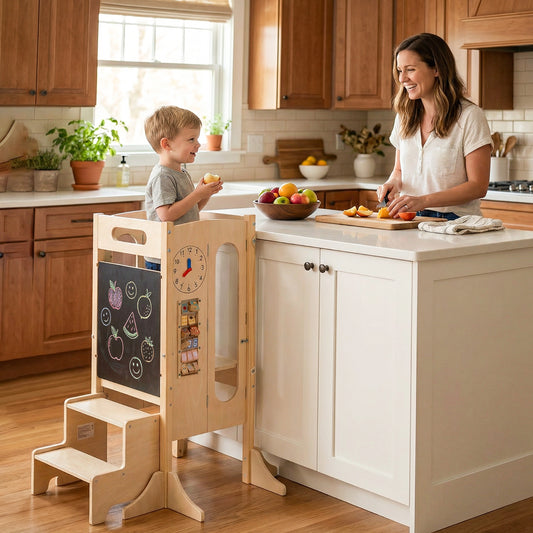 Foldable Toddler Tower with 2-Step Stool and Safety Net for 3+ Years Old Toddler & Kids Furniture Options at Gallery Canada