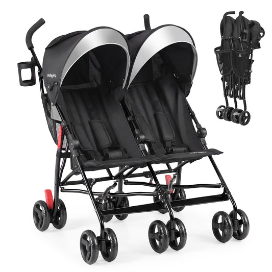 Foldable Twin Baby Stroller, Ultralight Umbrella, Black Baby Strollers Black at Gallery Canada