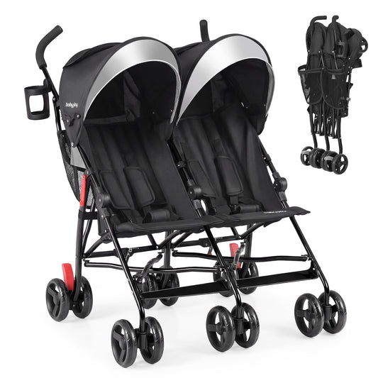 Foldable Twin Baby Stroller, Ultralight Umbrella, Black Baby Strollers Black at Gallery Canada