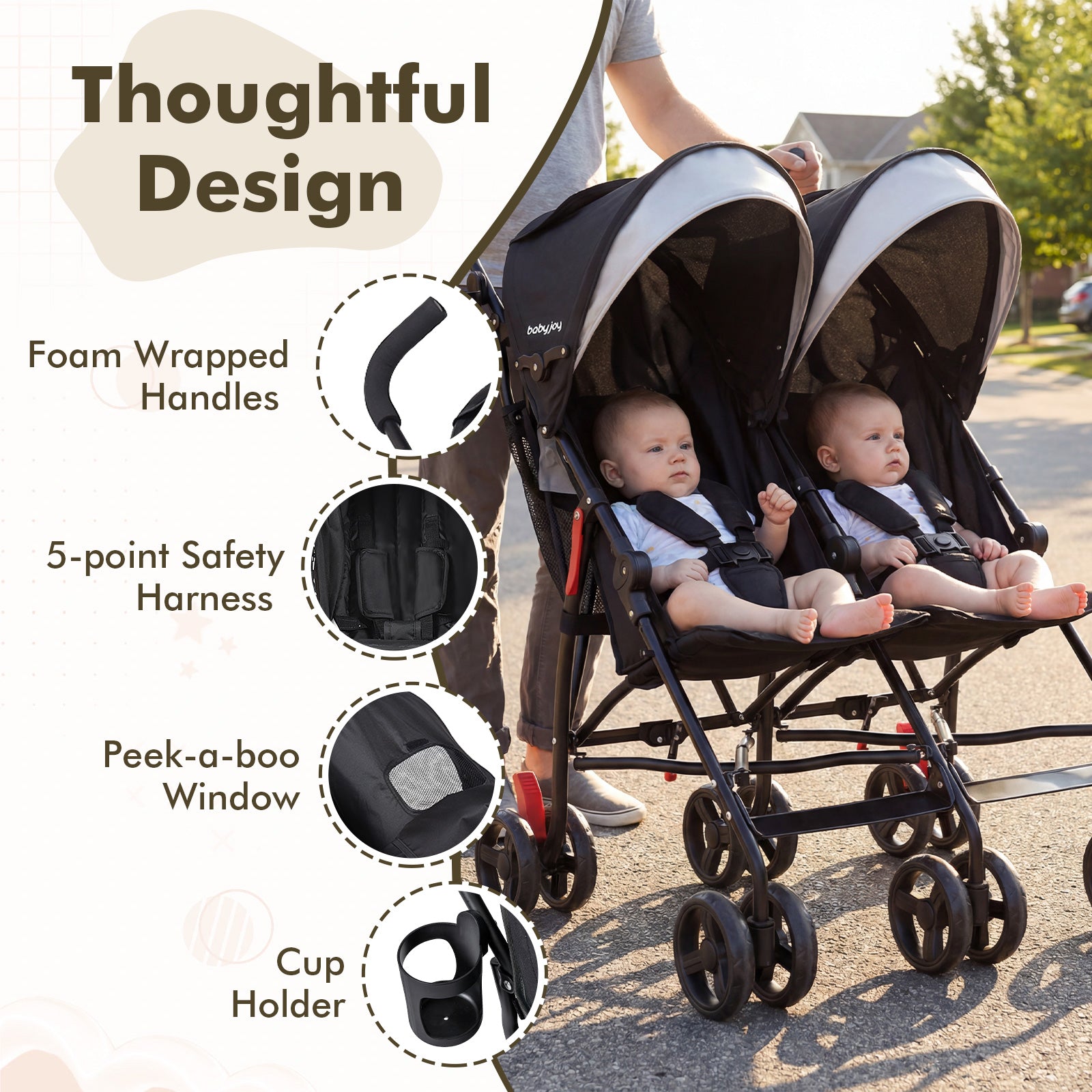 Foldable Twin Baby Stroller, Ultralight Umbrella, Black Baby Strollers at Gallery Canada