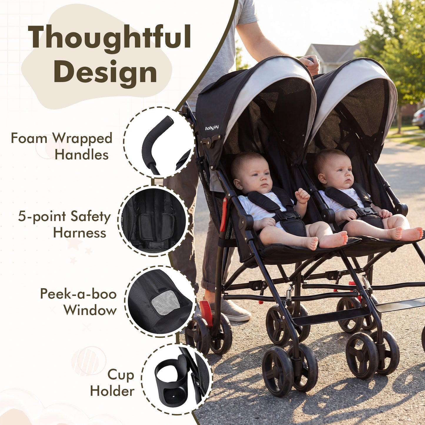 Foldable Twin Baby Stroller, Ultralight Umbrella, Black Baby Strollers at Gallery Canada