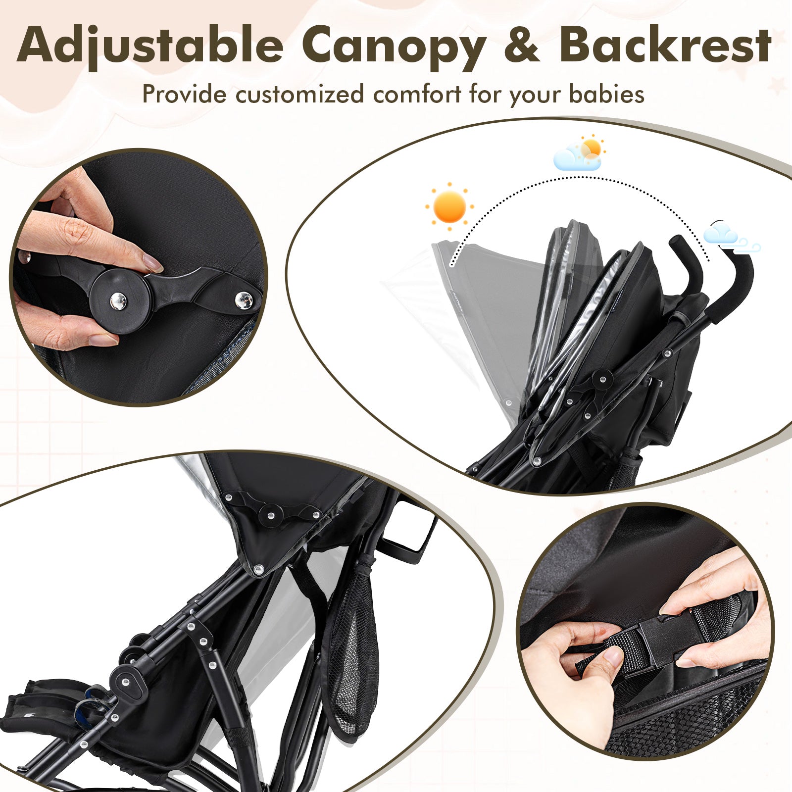 Foldable Twin Baby Stroller, Ultralight Umbrella, Black Baby Strollers at Gallery Canada
