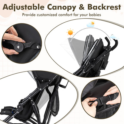 Foldable Twin Baby Stroller, Ultralight Umbrella, Black Baby Strollers at Gallery Canada