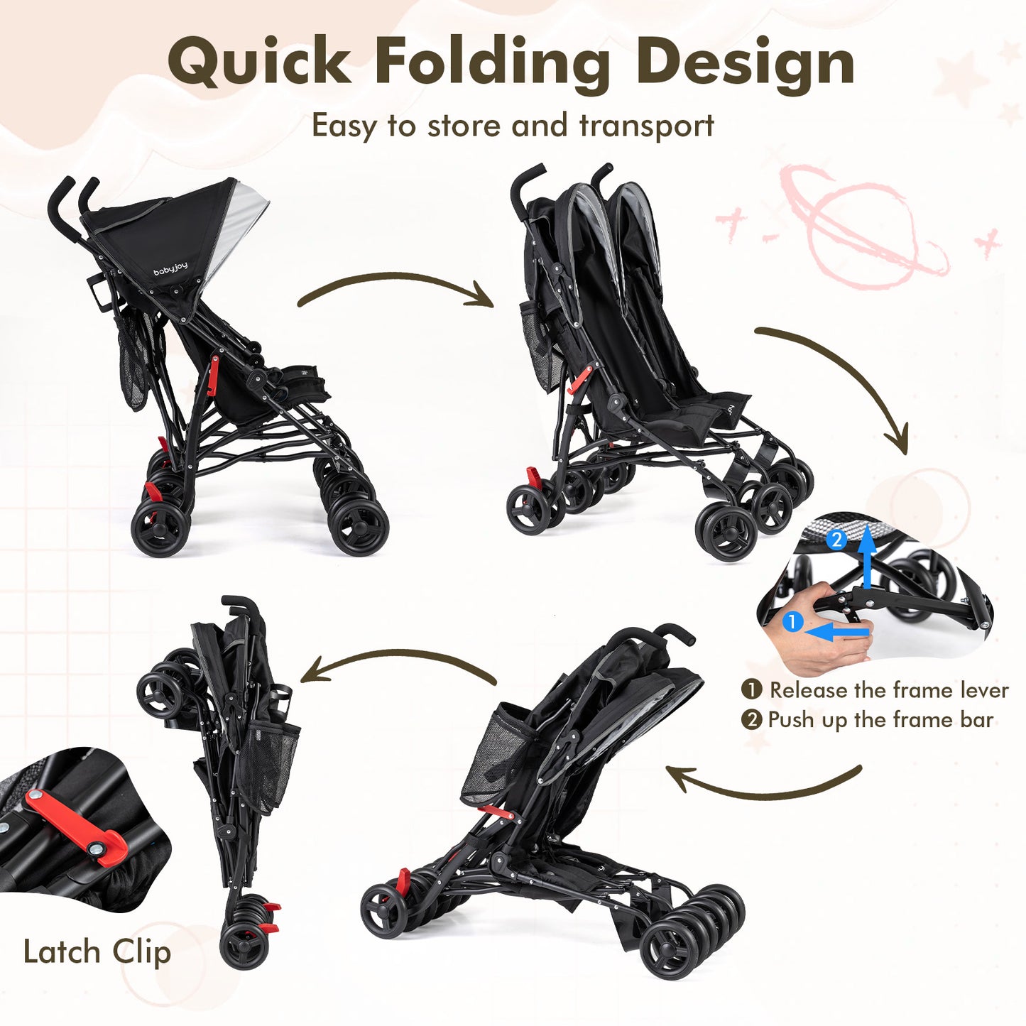Foldable Twin Baby Stroller, Ultralight Umbrella, Black Baby Strollers at Gallery Canada