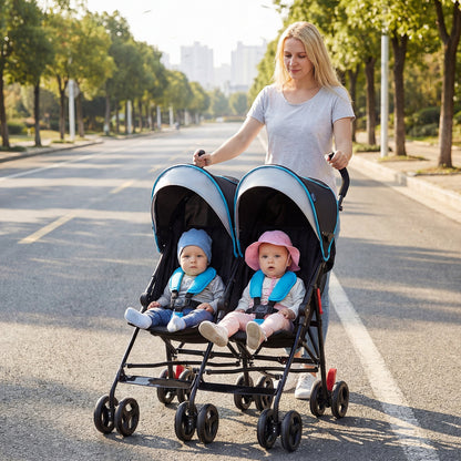 Foldable Twin Baby Double Stroller Ultralight Umbrella Kids Stroller, Navy Baby Strollers at Gallery Canada