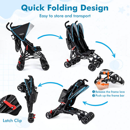Foldable Twin Baby Double Stroller Ultralight Umbrella Kids Stroller, Navy Baby Strollers at Gallery Canada