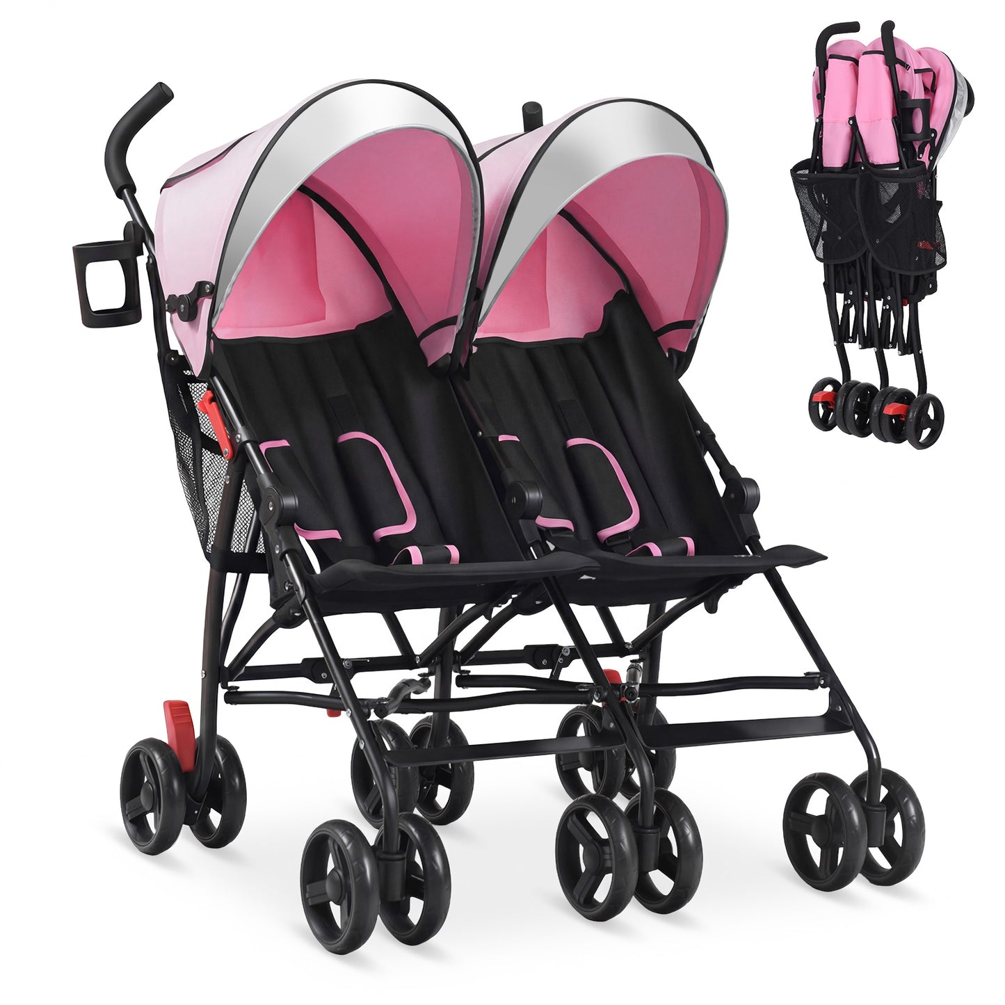 Foldable Twin Baby Double Stroller, Ultralight Umbrella, Pink Baby Strollers Pink at Gallery Canada