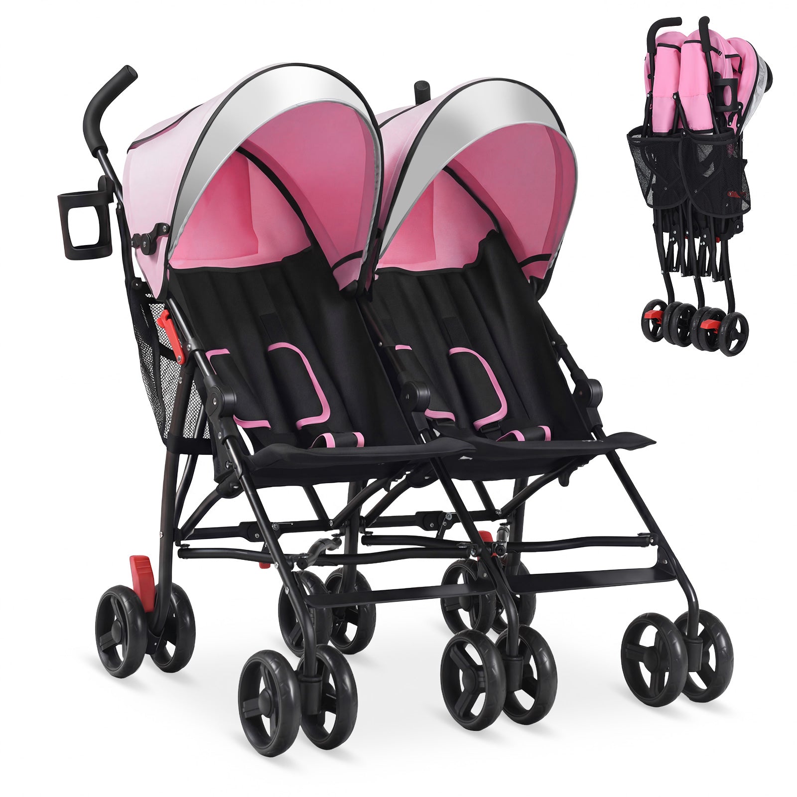 Foldable Twin Baby Double Stroller, Ultralight Umbrella, Pink Baby Strollers at Gallery Canada