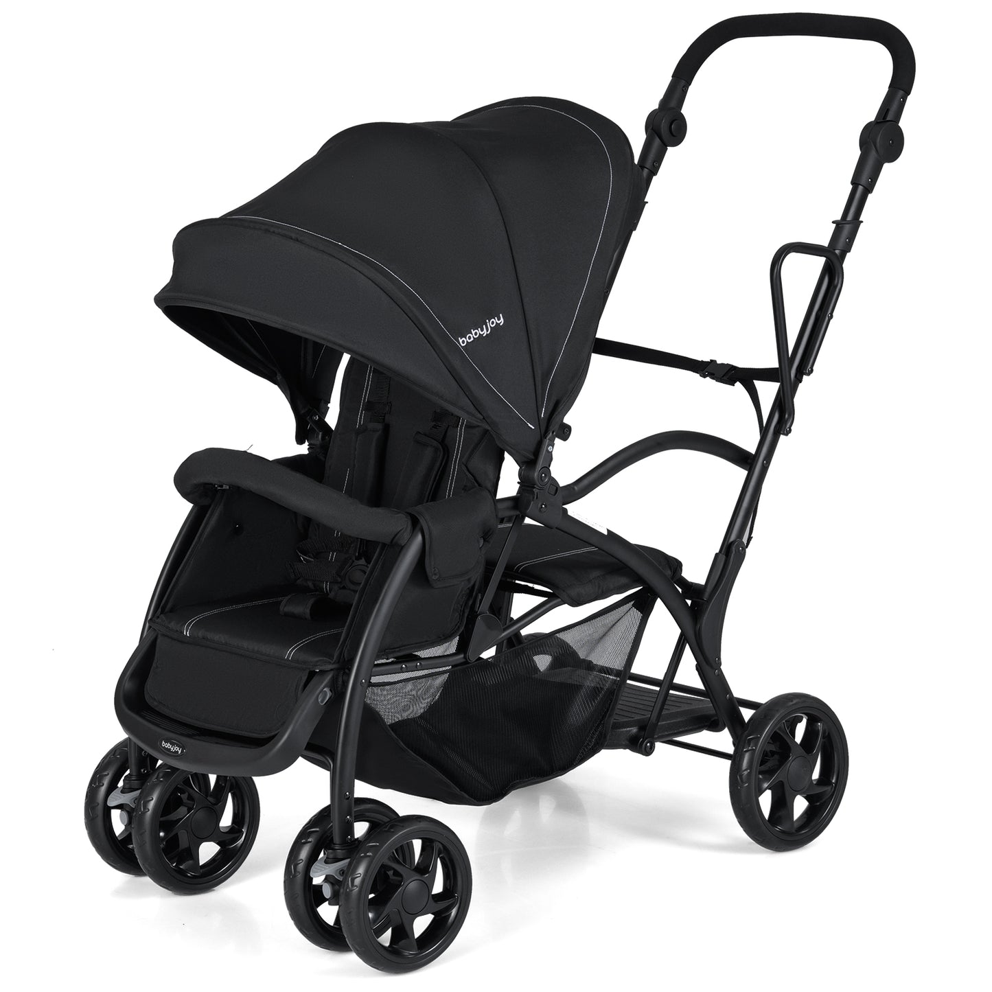 Foldable Twin Tandem Stroller, Sit And Stand, Adjustable Handle Bar, Black Baby Strollers at Gallery Canada