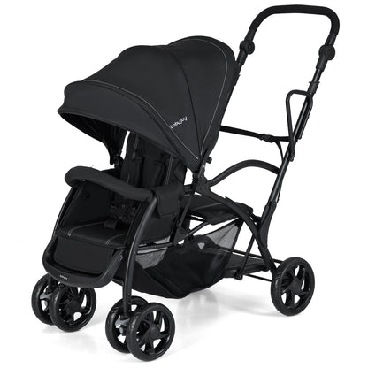 Foldable Twin Tandem Stroller, Sit And Stand, Adjustable Handle Bar, Black Baby Strollers at Gallery Canada