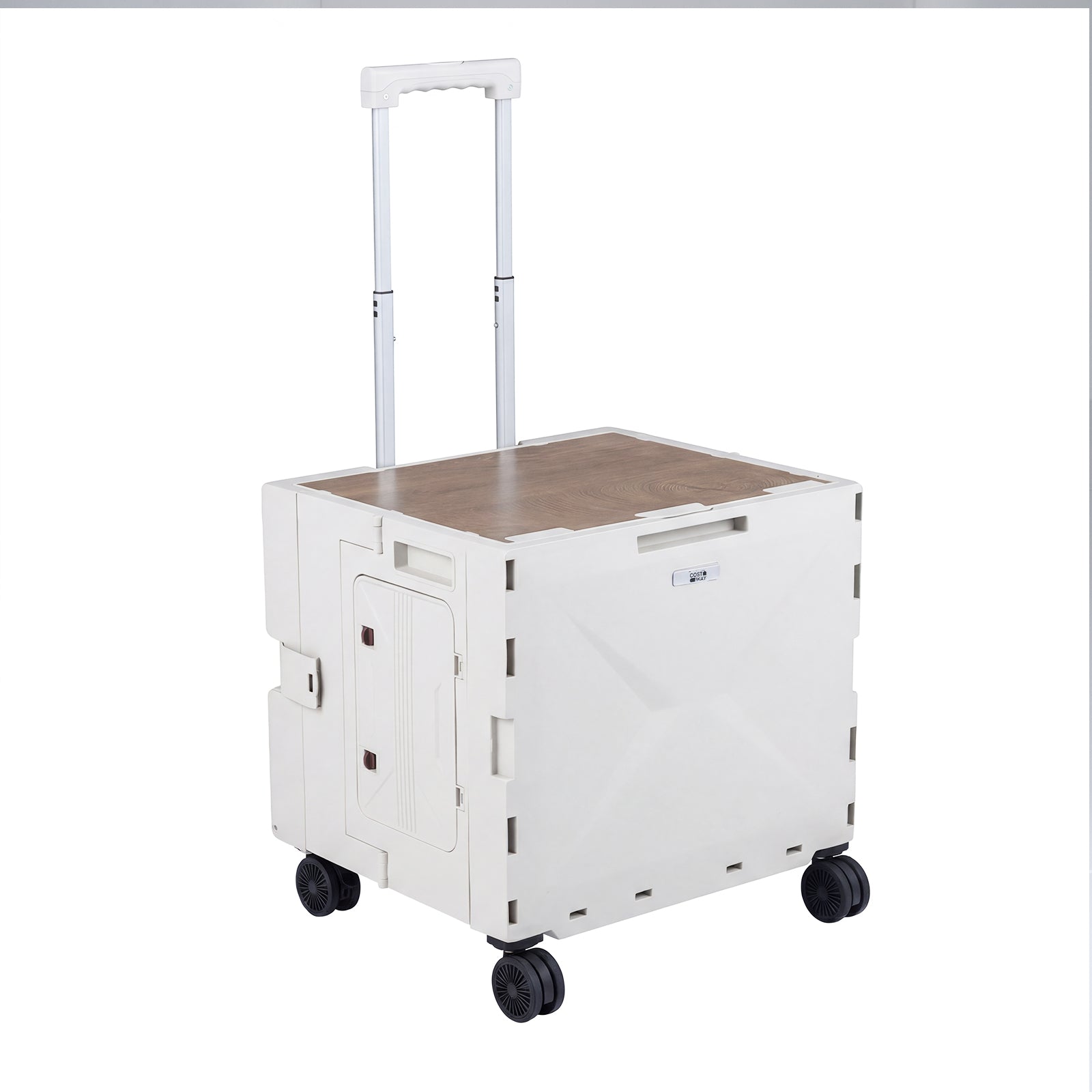 Foldable Utility Cart, 4 Rotate Wheels, Cup Holder, White Garden Carts White at Gallery Canada