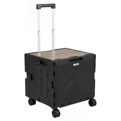 Foldable Utility Cart, 4 Rotate Wheels, Cup Holder, Black Garden Carts at Gallery Canada