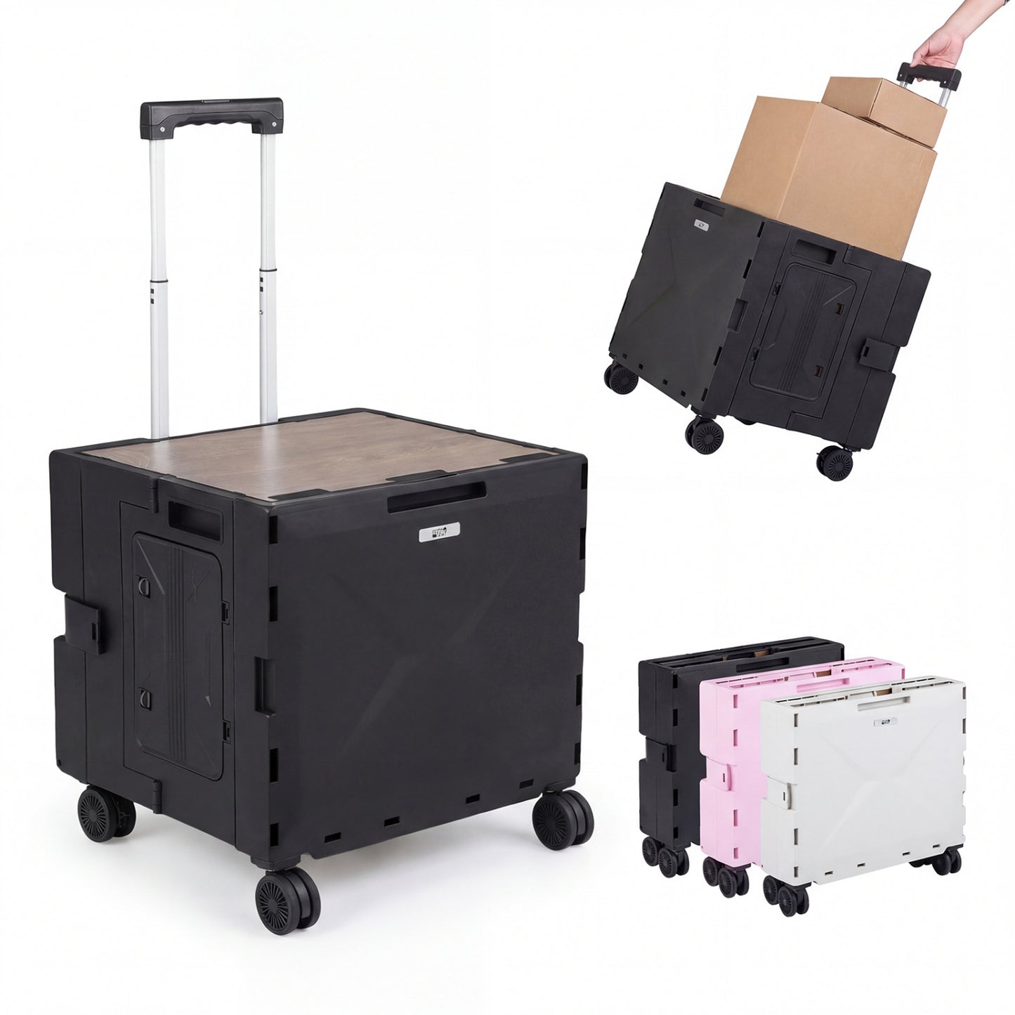 Foldable Utility Cart, 4 Rotate Wheels, Cup Holder, Black Garden Carts at Gallery Canada