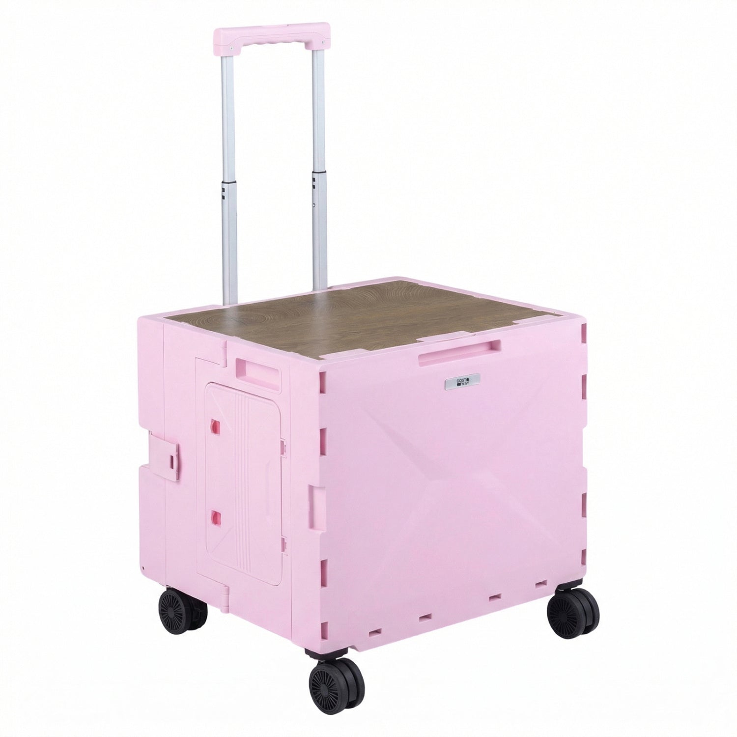 Foldable Utility Cart, 4 Rotating Wheels, Cup Holder, Pink Garden Carts at Gallery Canada