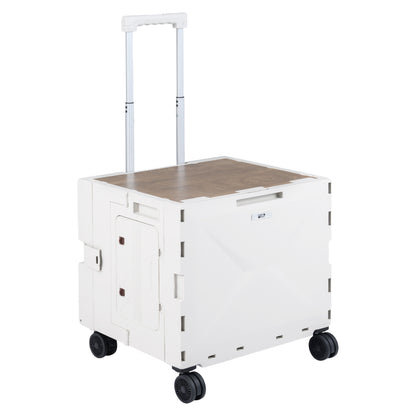 Foldable Utility Cart, 4 Rotate Wheels, Cup Holder, White Garden Carts at Gallery Canada