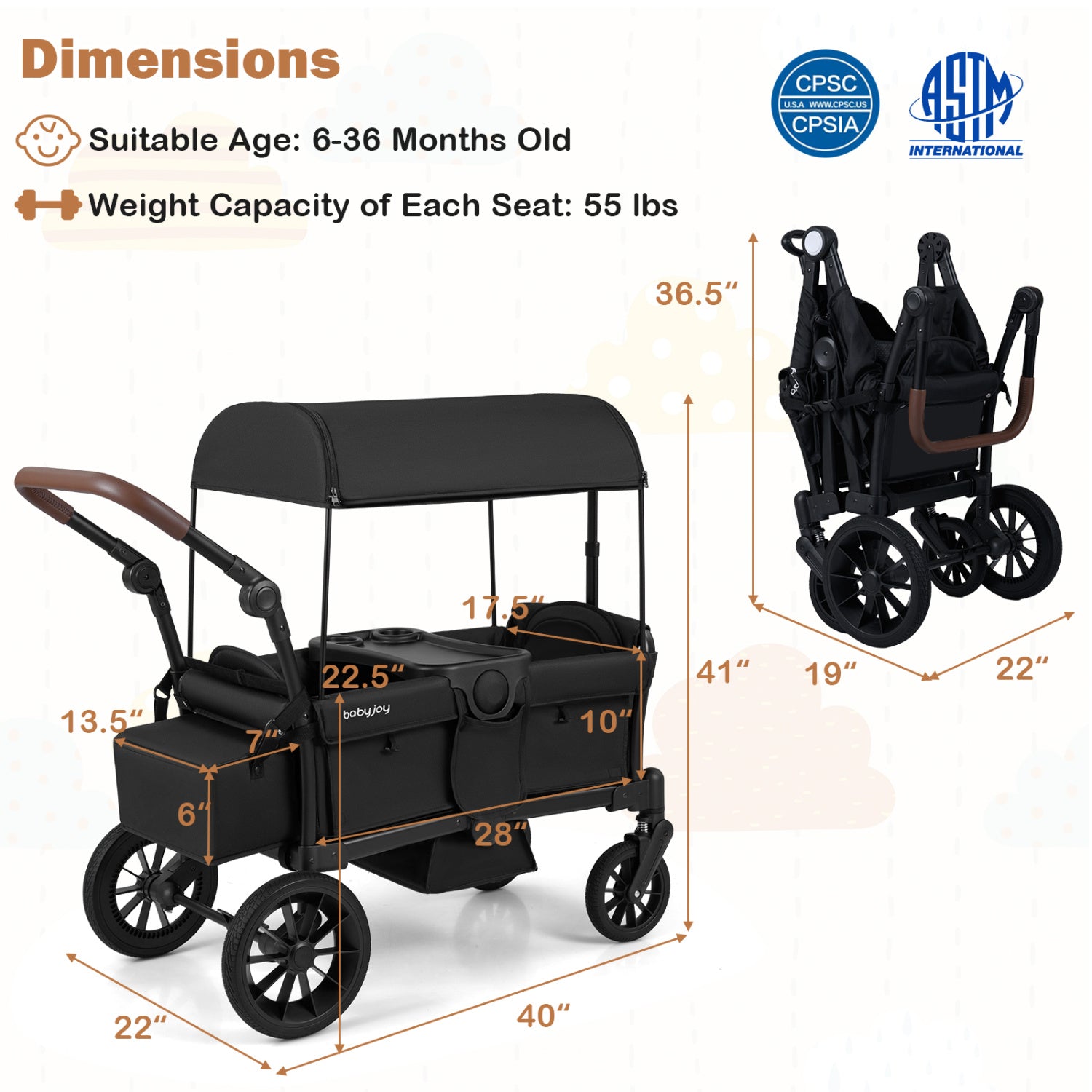 Foldable Double Seater Toddler Stroller, Removable Canopy, Black Baby Strollers at Gallery Canada