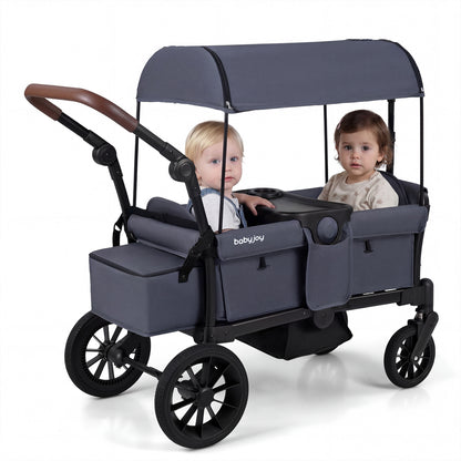 Foldable Wagon Stroller For 2 Kids, Double Seater, Removable Canopy, Gray Baby Strollers at Gallery Canada