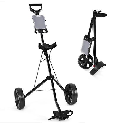 Folding 2 Wheels Golf Cart Trolley With Scoreboard, Black