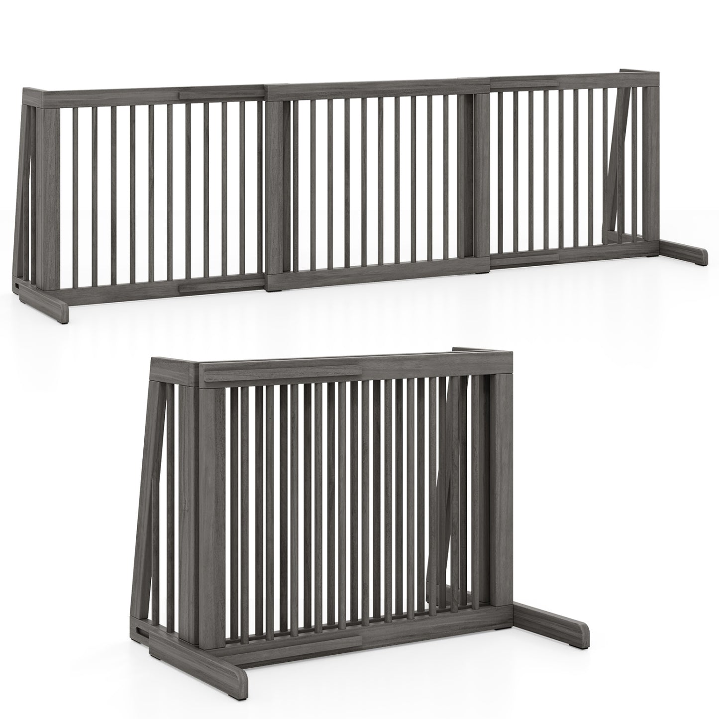 Folding 3 Panel Wood Dog Fence