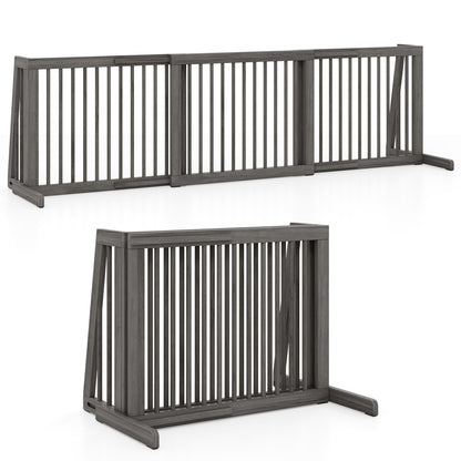 Folding 3 Panel Wood Dog Fence