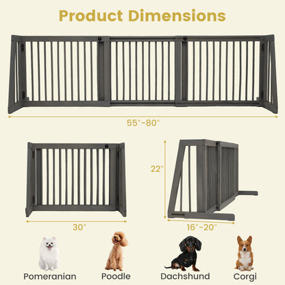 Folding 3 Panel Wood Dog Fence