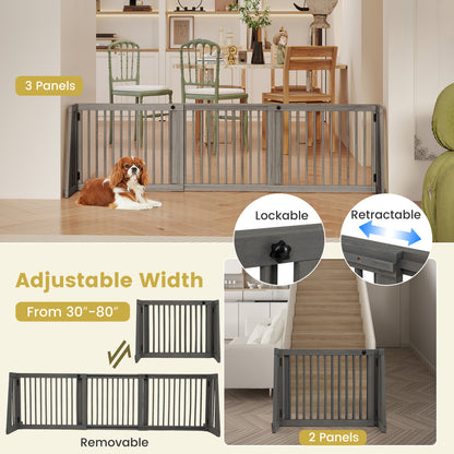 Folding 3 Panel Wood Dog Fence