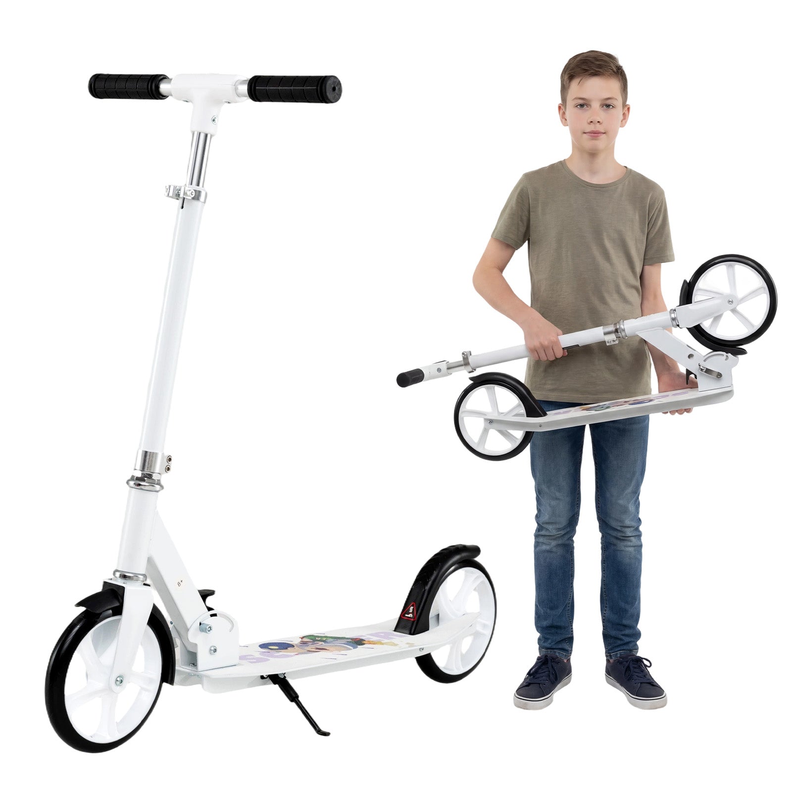 Folding Aluminum Scooter, 3 Adjustable Heights, White Scooters White at Gallery Canada