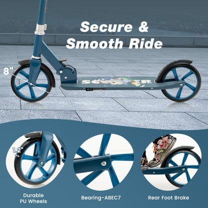 Folding Aluminum Alloy Scooter, 3 Adjustable Heights, Blue Scooters at Gallery Canada