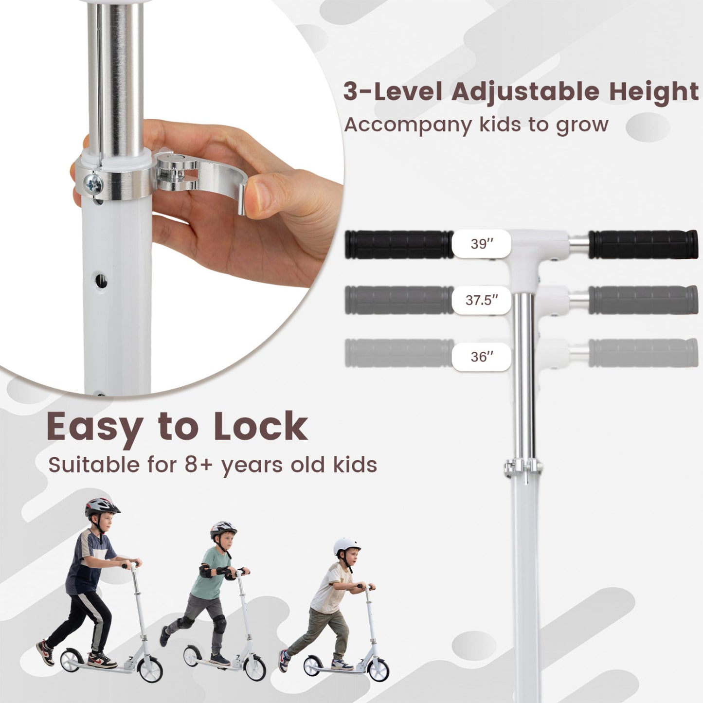 Folding Aluminum Scooter, 3 Adjustable Heights, White Scooters at Gallery Canada